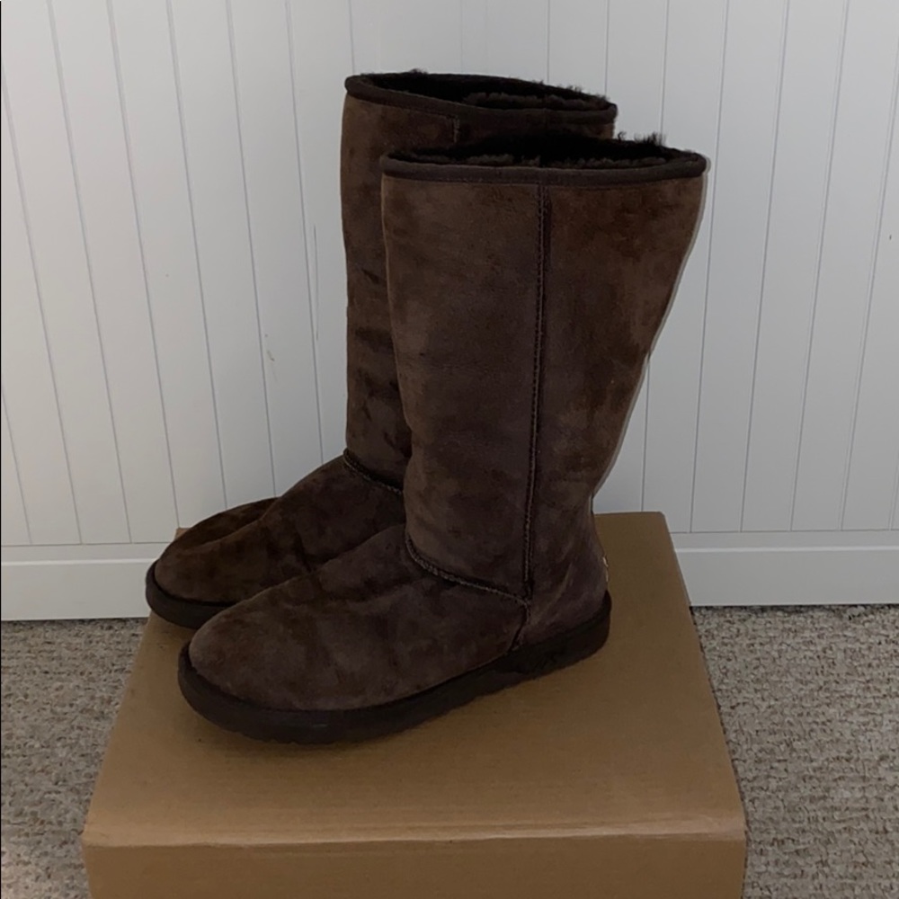 UGG Tall Chocolate Brown Boots - Size 9